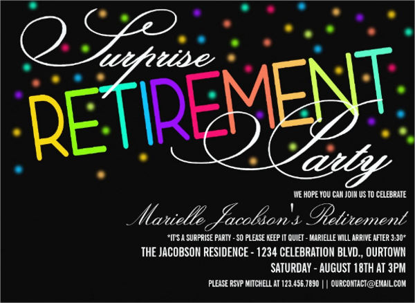 sample surprise retirement party invitations