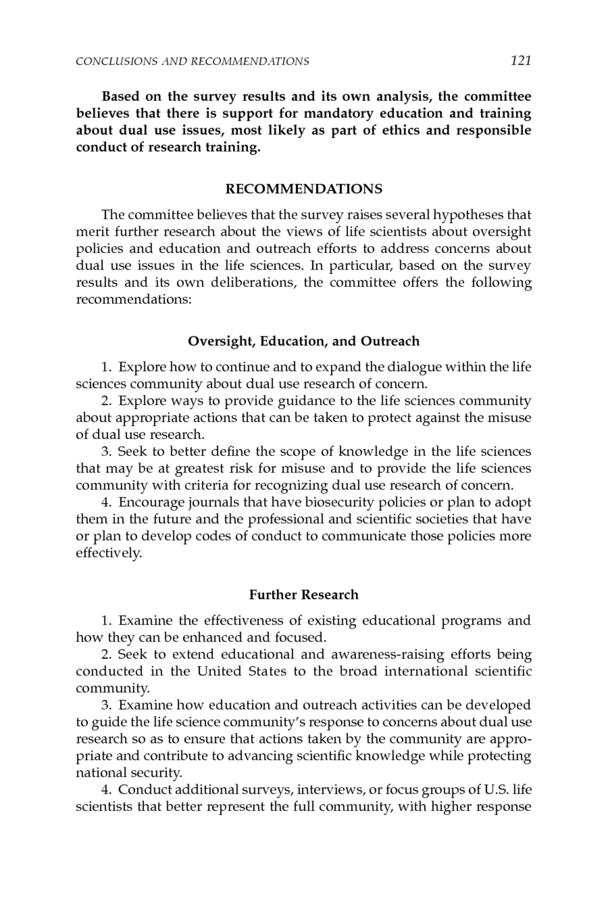 recommendation part of a research paper