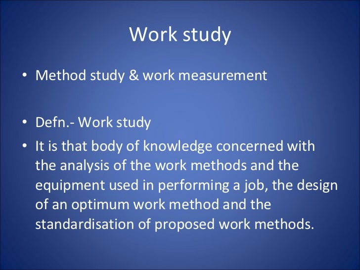 method study and work measurement pdf