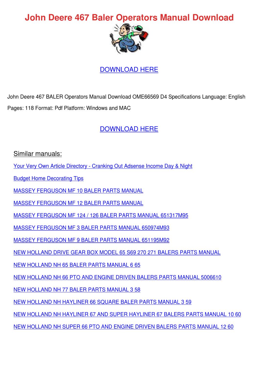 new holland 376 baler manual download