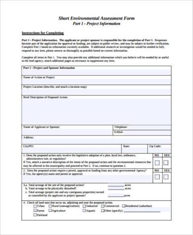 sample questionnaire for environmental impact assessment