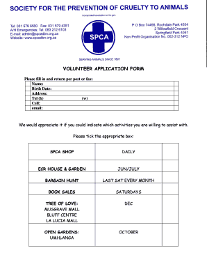 spca volunteer application